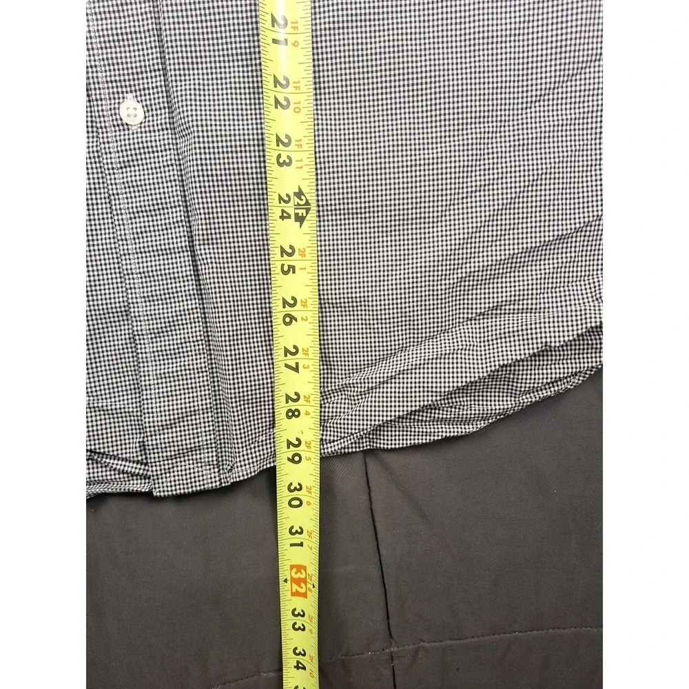 Polo Ralph Lauren Button Front Large Shirt‎ Black White Gingham Check Preppy